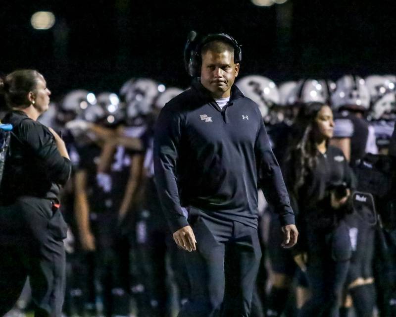 Plainfield North's head coach Anthony Imbordino looks on during a football game between York at Plainfield North on Friday, Sept 6th, 2024 in Plainfield. Gary E Duncan Sr for Shaw Local News Network.