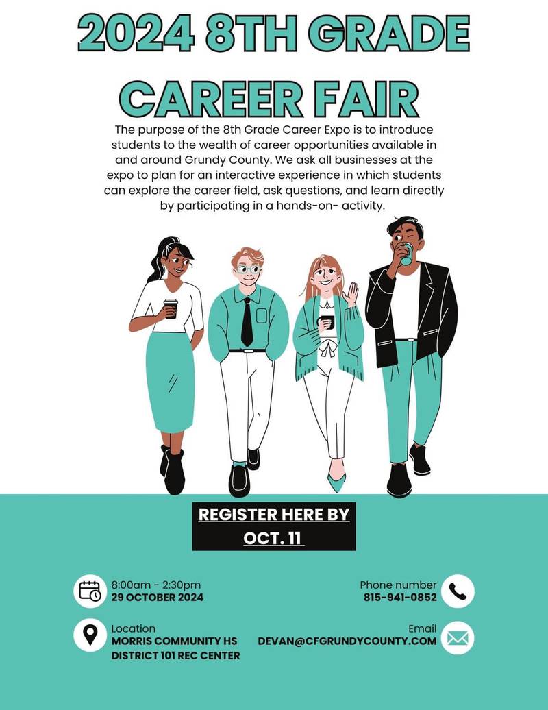 The flyer for the 8th grade career fair in October.