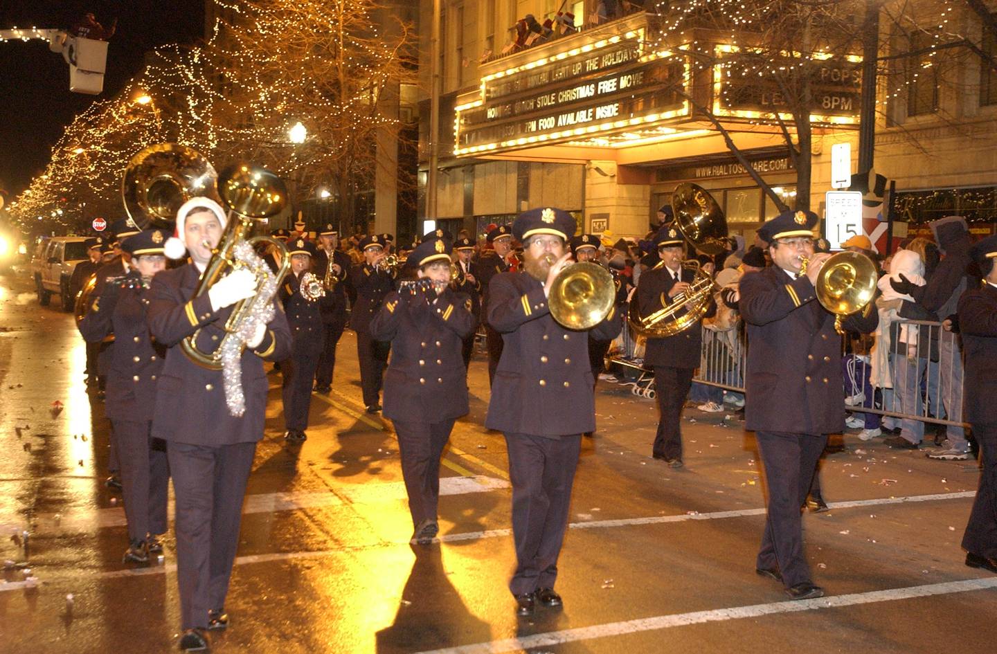 Marching band performs during the 2003 Joliet Christmas Parade.