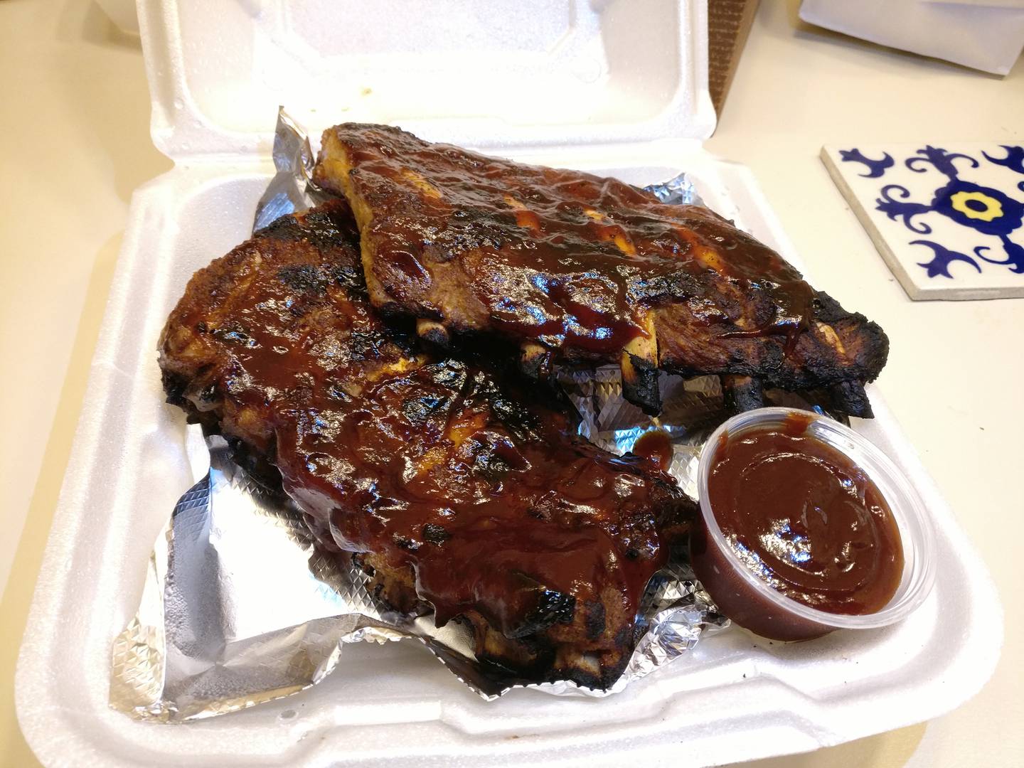 A full rack of the barbecue back ribs at Harner's Bakery & Restaurant in North Aurora.