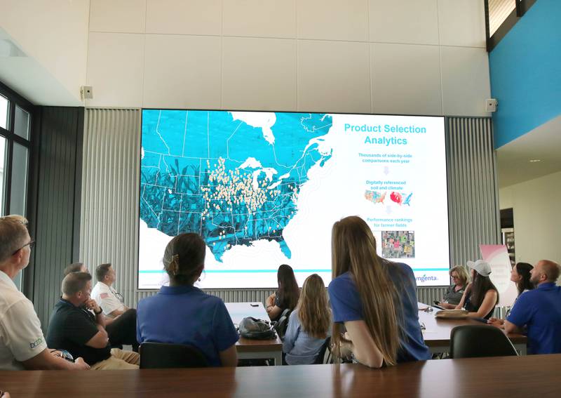 One of the stops on the tour of the new Syngenta facility Friday, June 23, 2023, during the grand opening of the Syngenta Seeds Research and Development Innovation Center in Malta.