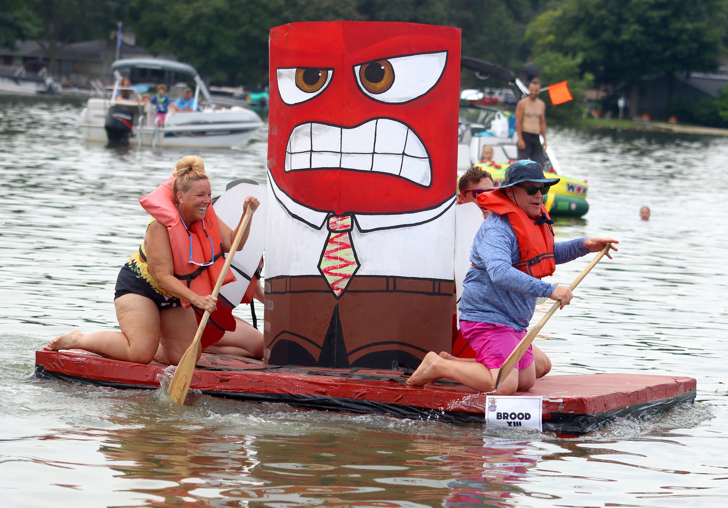 The team from Brood XIII begins the Cardboard Regatta on Crystal Lake Saturday.