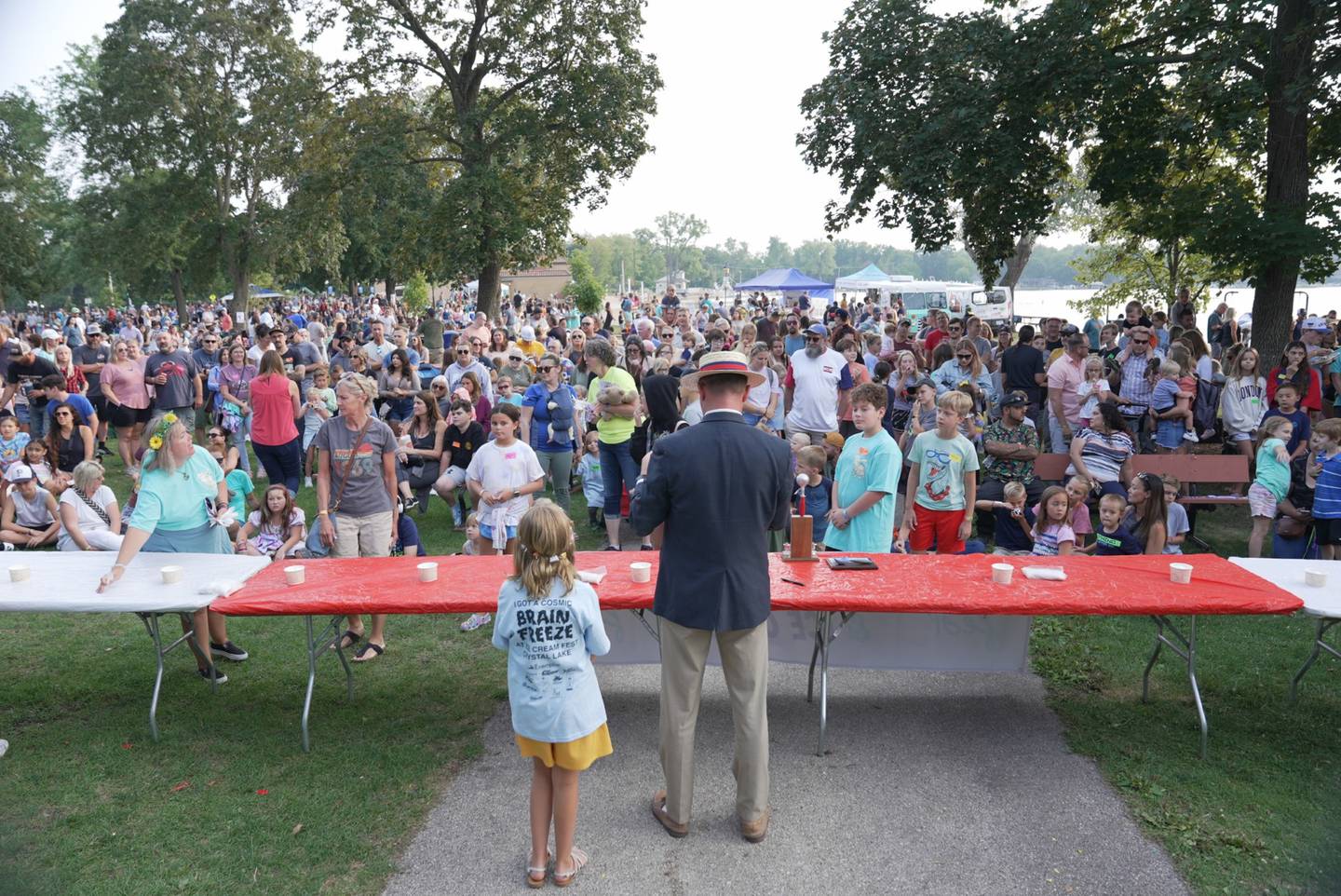 Ice cream lovers get ready to start the ice cream eating contest at the 2023 Ice Cream Fest in Crystal Lake. The 2024 event is Friday, Aug. 9.