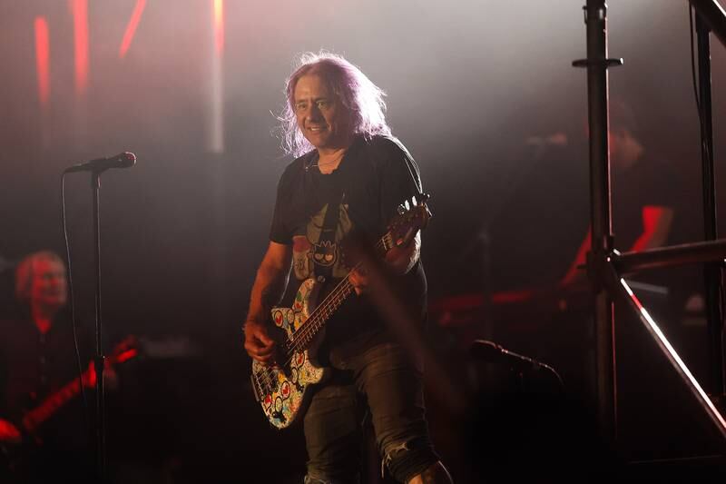 Goo Goo Dolls bassist Robby Takac performs at the Taste of Joliet on Friday, June 21, 2024 at Joliet Memorial Stadium.