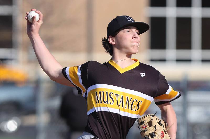 Metea Valley's Anthony Tardiff delivers a pitch during their game against DeKalb Thursday, April 13, 2023, at DeKalb High School.