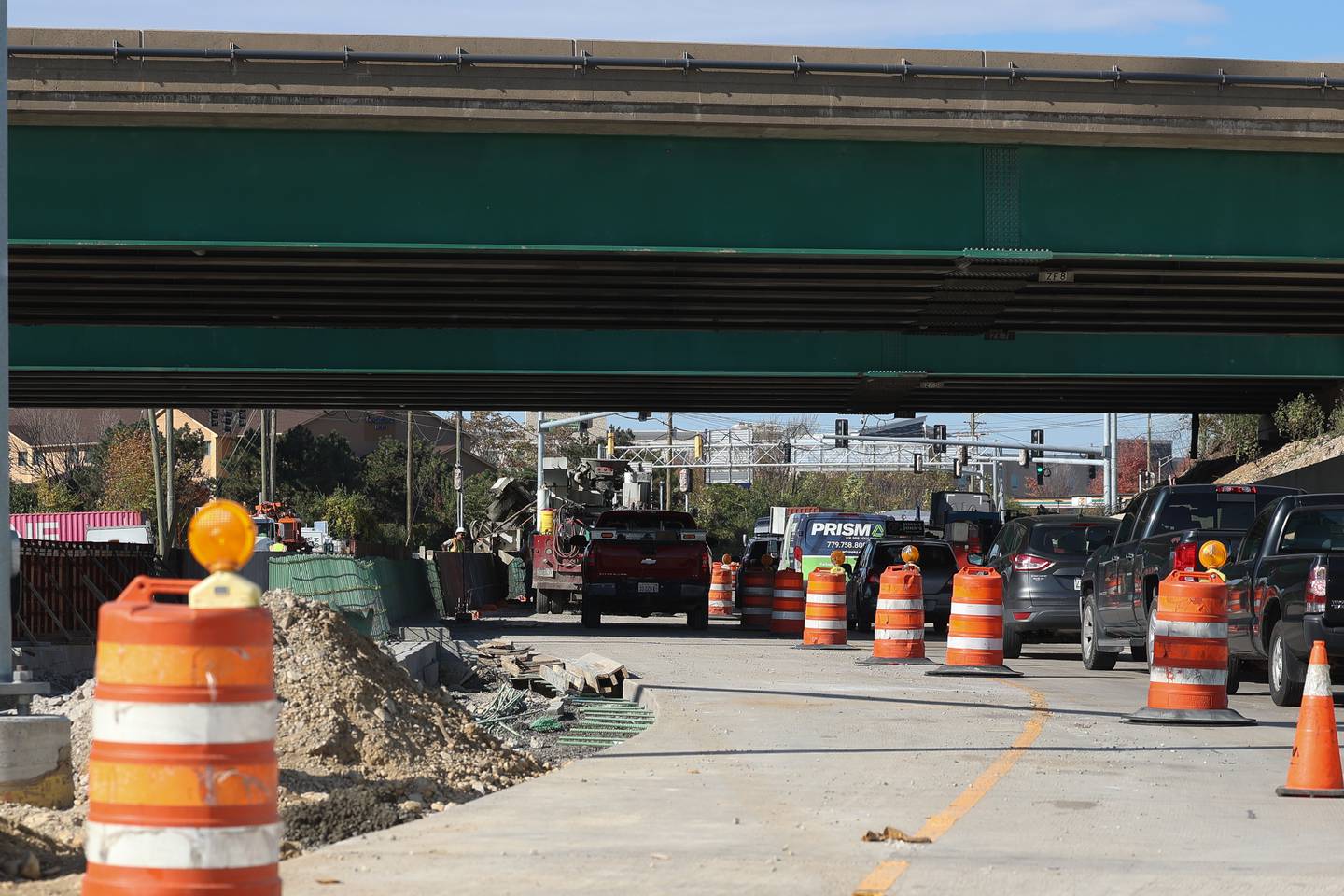 Road work at the Houbolt Road and I-80 interchange continues on Tuesday, Oct. 24 in Joliet.