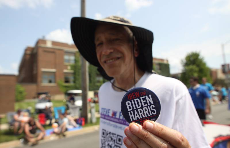 Democratic Party of McHenry County Vice Chair Ed Gogol at the McHenry Fiesta Days parade Sunday, July 21, 2024.