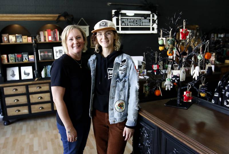 Amanda Brock and Makenzie Variety inside the Wicked Woods & Goods store on Thursday, Oct. 17, 2024. The Richmond metaphysical shop is celebrating its 2nd anniversary.