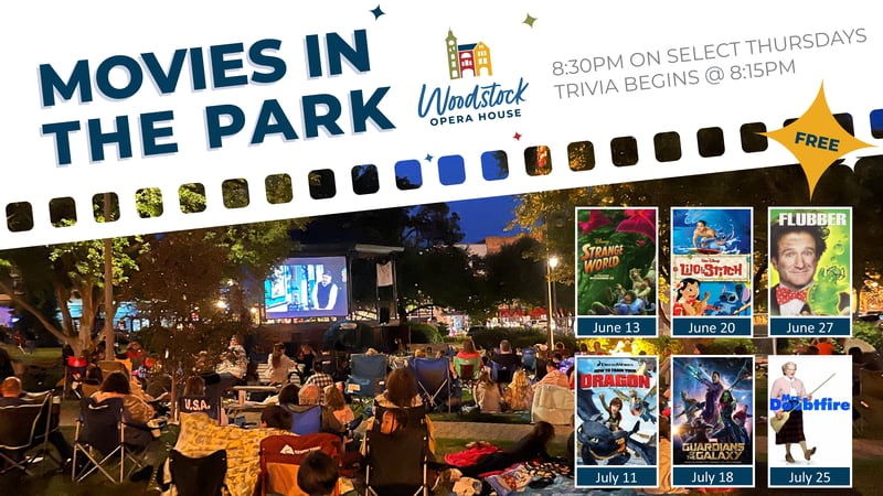 Woodstock's Movies in the Park summer series returns June 13, 2024.