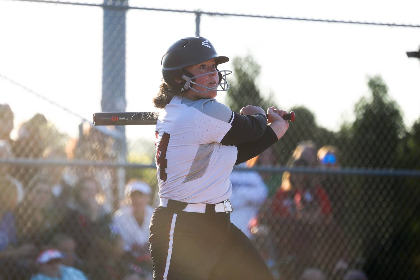 Lockport’s Ava Kaspar connects against Andrew in the Class 4A Lincoln-Way Central Sectional semifinal on Wednesday, May 29, 2024 in New Lenox.