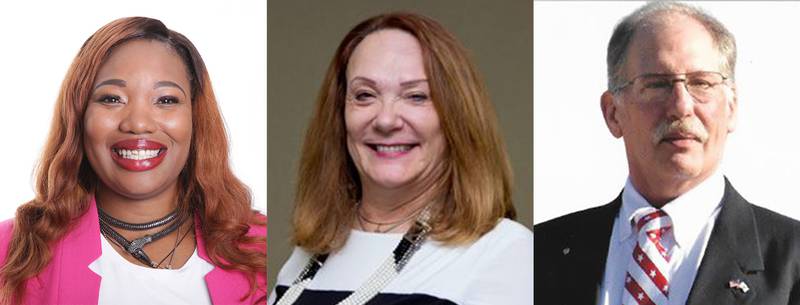 Three candidates are running for District 6 of the McHenry County Board. From left to right, they are Cece Adams, Pamela Althoff and Carl Kamienski.