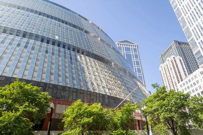 The exterior facade of the James R. Thompson Center is pictured in Chicago. Under plans announced by its to-be occupant Google, the facade will be replaced in the coming years.