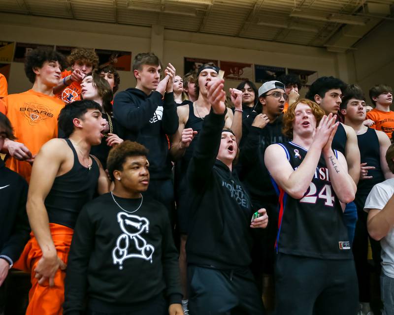 The West Aurora student section during Class 4A Lockport Regional final game between West Aurora at Oswego East.  Feb 24, 2023.