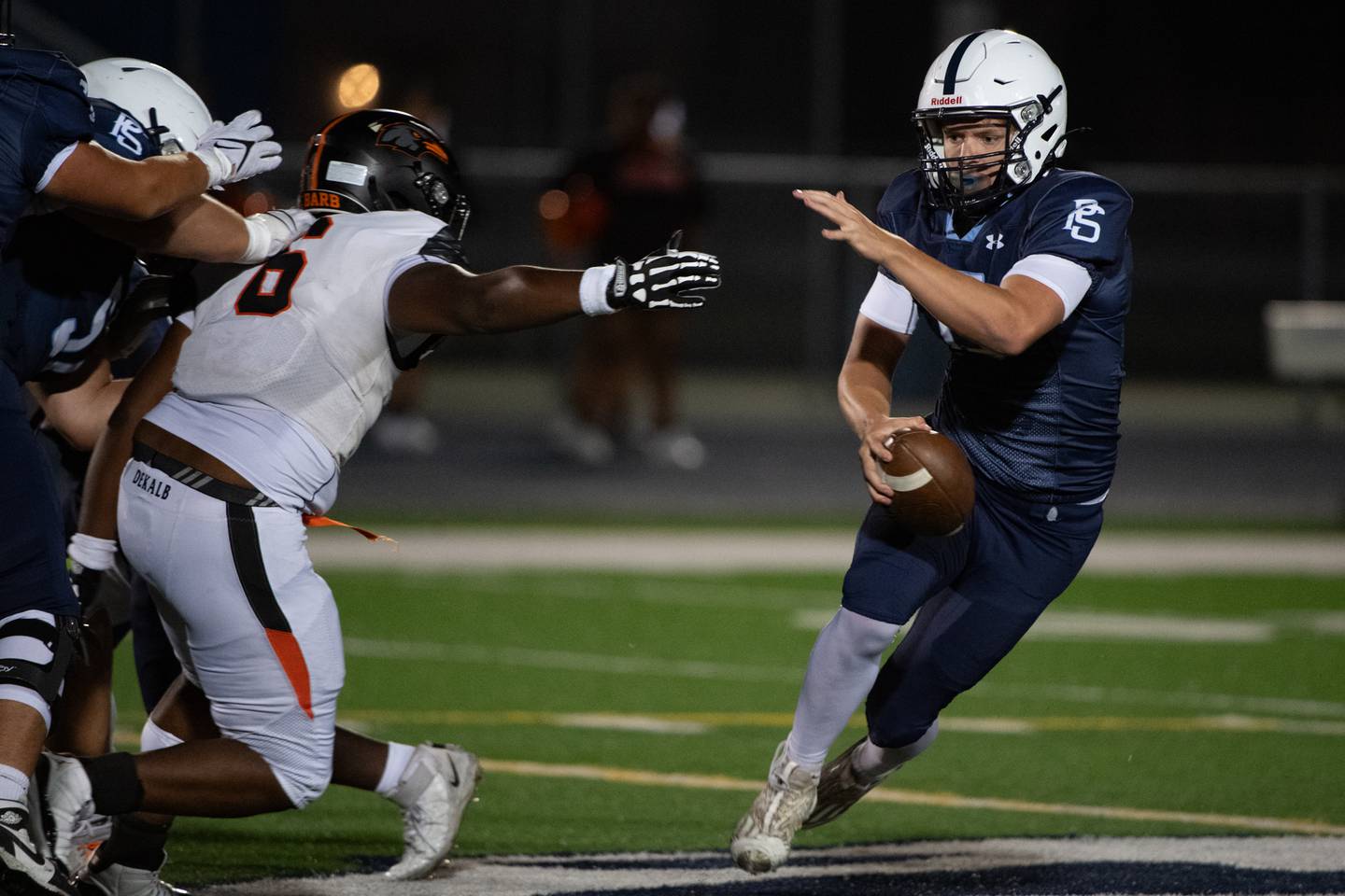 Plainfield South's Cody Hogan runns the ball during a game against Dekalb Friday Sept. 6, 2024 at Plainfield South High School