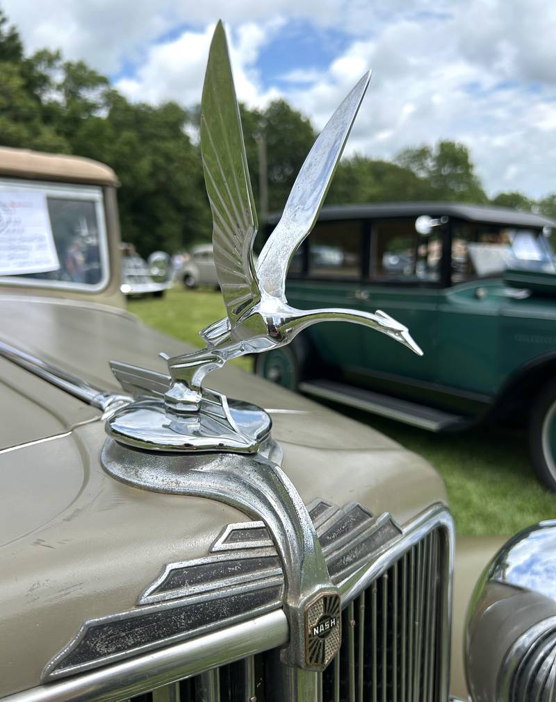 This hood ornament graces a 1933 Nash convertible, owned by Dan and Nancy Hill of Spencer, Wisconsin, at the Nashional Car Show, held at the Stronghold Camp & Retreat Center on Saturday, June 29, 2024.