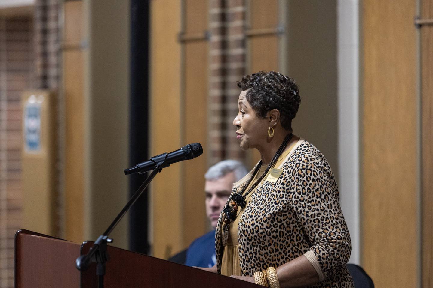 Denise Winfrey moderates the Joliet Mayoral Forum hosted by the the National Hook-up of Black Women, in Joliet on Saturday, Feb. 18, 2023.