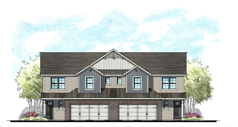 A drawing of the front of a building at Ridgefield Park in Cary.
