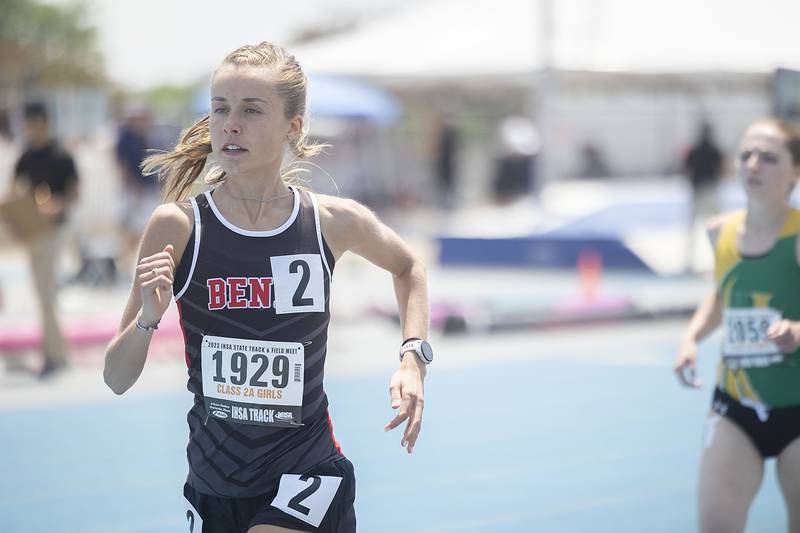 Benet Academy’s Louisa Diamond competes in the 2A 3200 Saturday, May 20, 2023 during the IHSA state track and field finals at Eastern Illinois University in Charleston.