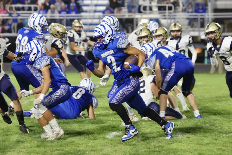 Princeton's Lane Goskusky runs against Mercer County Friday night at Bryant Field.