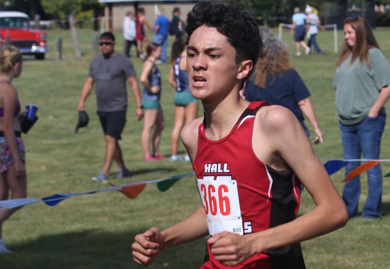 Hall's Joseph Caracheo runs in the Gary Coates Cross Country Invitational on Saturday, Sept. 14, 2024 Zearing Park in Princeton.