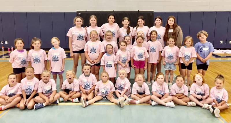 The grades 3-5 division for the 2024 Bureau Valley Storm Volleyball Camp.