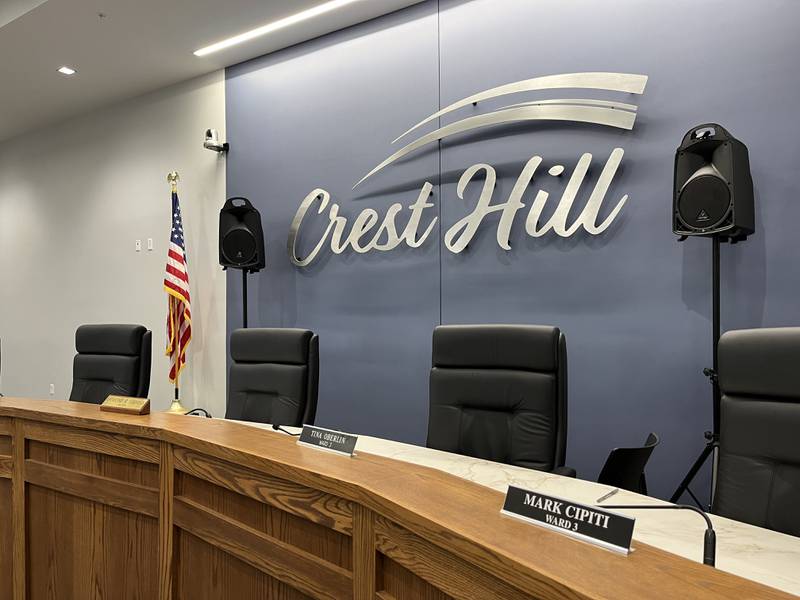 The Crest Hill City Council Chambers seen on Saturday, Oct. 21, 2023, at Crest Hill City Center.