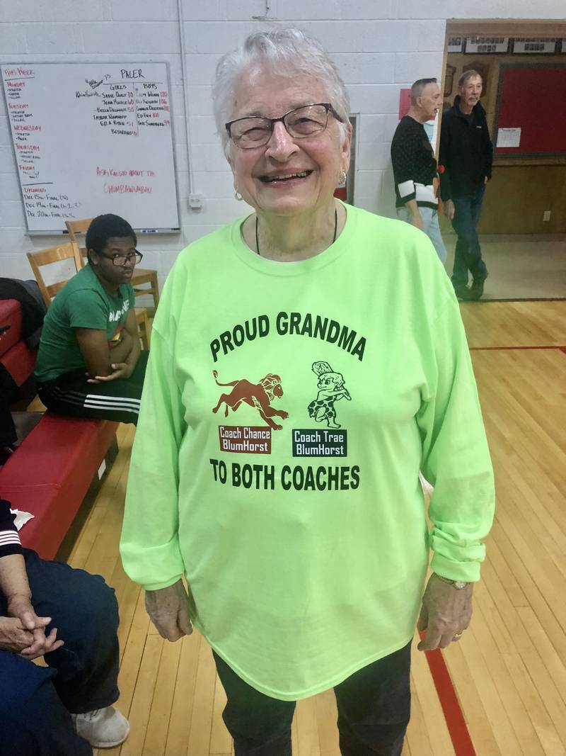 Ethel Blumhorst came to support both of her grandsons Friday, DePue coach Trae Blumhorst and LaMoille coach Chance Blumhorst.