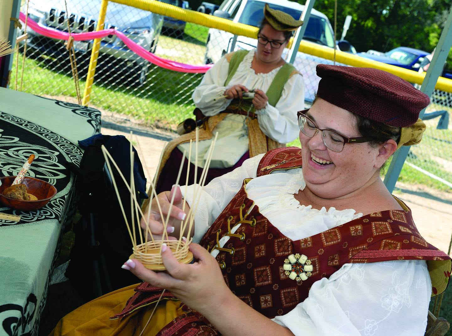 Venesa Draves demonstrates her basket weaving skill Saturday during the annual Marseilles Renaissance Faire. Crafts , demonstrations also were part of the 2022 event.