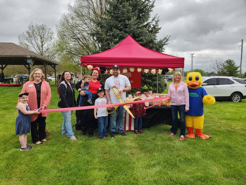 The Genoa Area Chamber of Commerce welcoming Keep it Poppin' with a ribbon-cutting