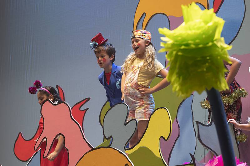 Characters in The Dixon Kids production of “Seussical Jr.” perform Friday, May 10, 2024 at The Dixon Theatre.