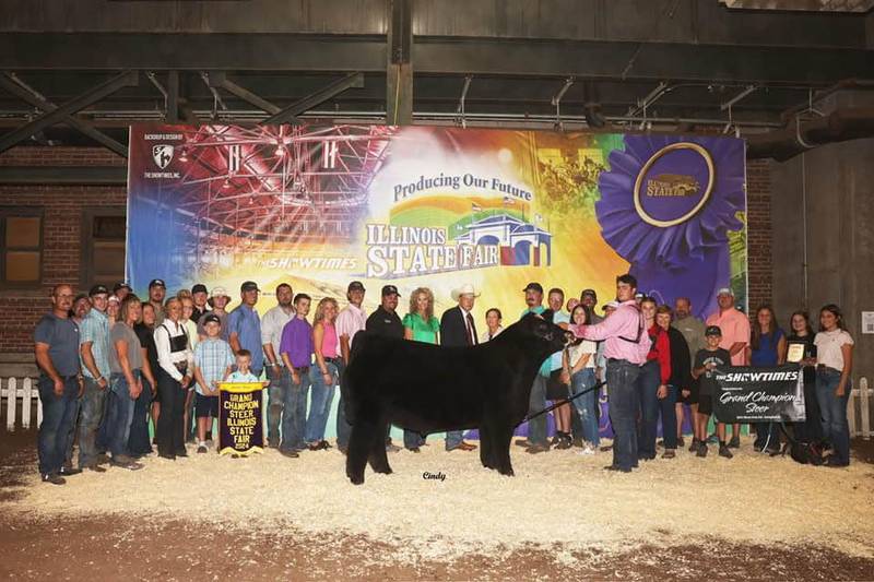 Putnam County’s Kade Gensini sold the grand champion steer at the Governor’s Sale of Champions at the Illinois State Fair auction for a record $110,000.