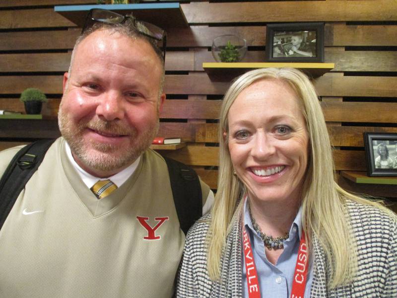 Yorkville High School Principal David Travis and Assistant Principal Kelley Hren are working on a new curriculum project designed to better prepare students for college and employment. They are seen here on Sept. 12, 2022.