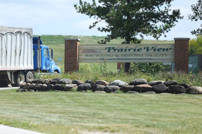 A truck turns into the Prairie View Recycling and Disposal Facility on Wednesday, Aug. 30, 2023 in Wilmington.