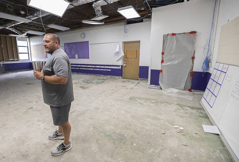 Dixon High School Principal Jared Shaner talks about the update to a room that will become the Ag room with easier access to the campus greenhouse. An agriculture class will be added to this year’s curriculum.