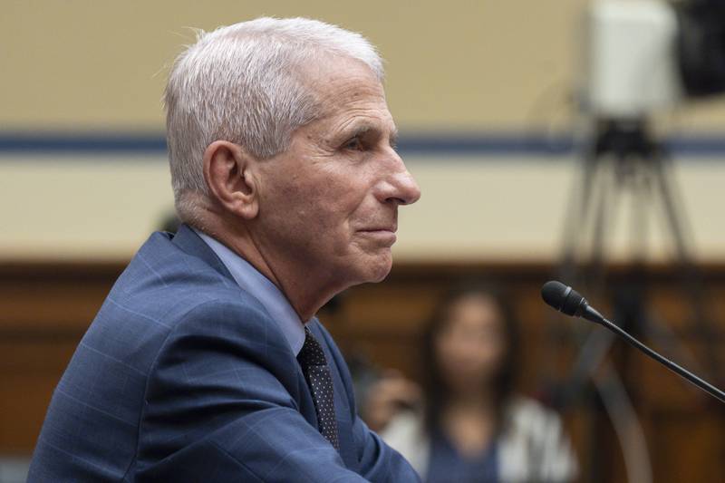 Dr. Anthony Fauci, the former Director of the National Institute of Allergy and Infectious Diseases, listens to criticism from Rep. Marjorie Taylor Greene, R-Ga., during his testimony before the House Oversight and Accountability Committee Select Subcommittee on the Coronavirus Pandemic, at the Capitol in Washington, Monday, June 3, 2024. (AP Photo/J. Scott Applewhite)