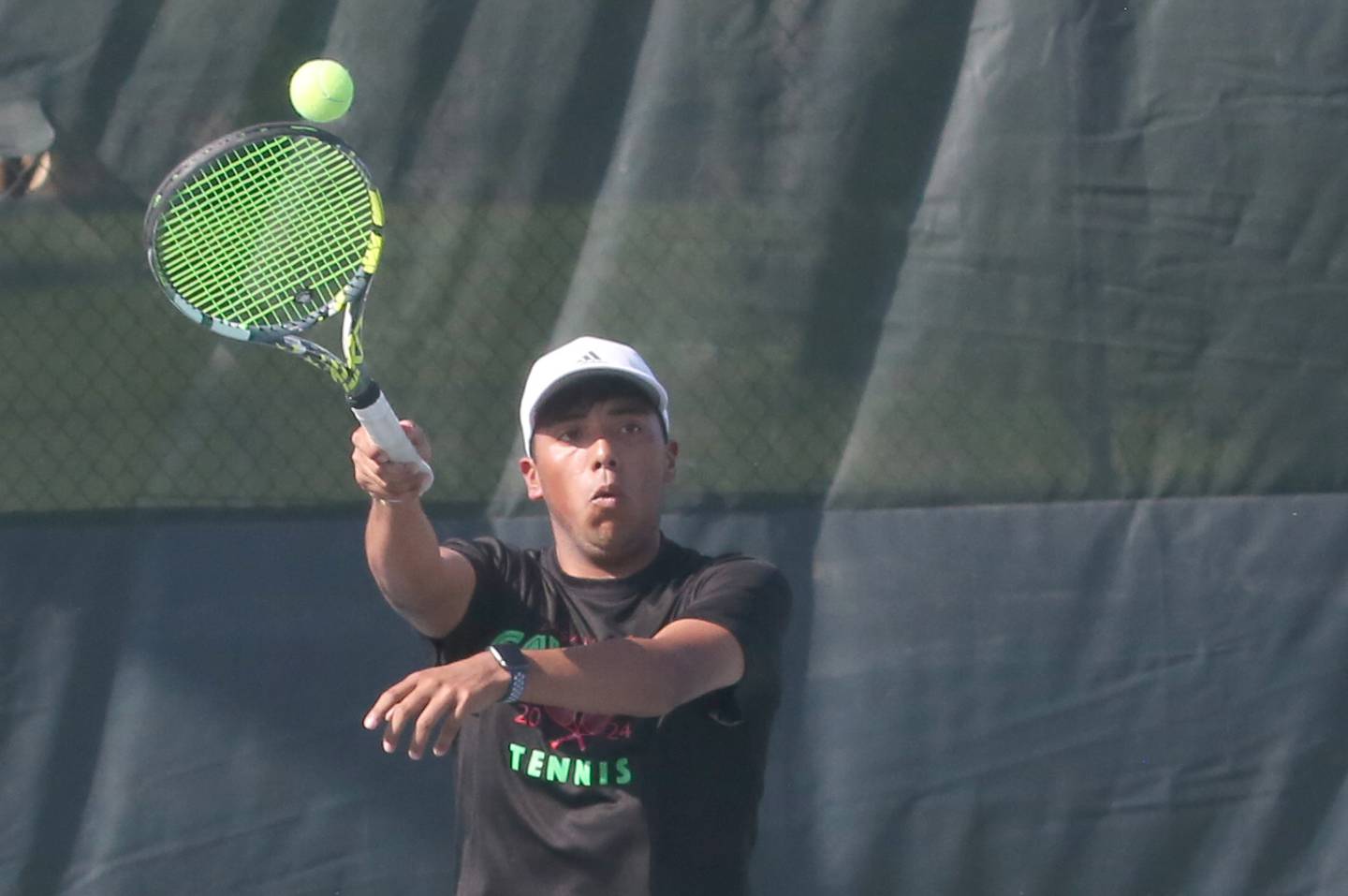 L-P's Danny Santoy plays tennis against Ottawa at the Henderson-Guenther Tennis Facility on Monday, Monday, May 6, 2024 at Ottawa High School.
