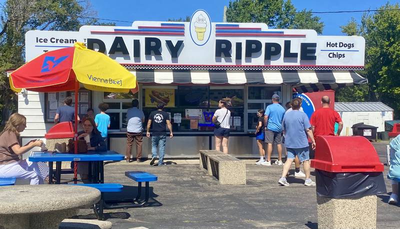 Sycamore Dairy Ripple, 675 E. State St., bustles with customers on Sunday, Sept. 1, 2024. The popular ice cream shop announced recently it will remain open year-round.