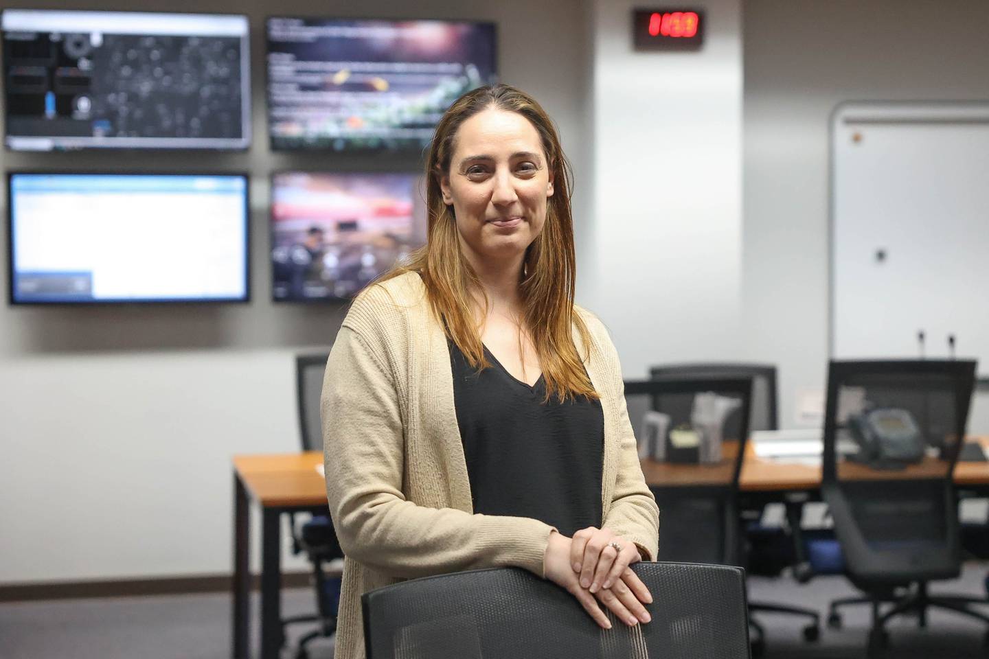 Allison Anderson, Director of Will County Emergency Management Agency, stands in the Emergency Management Agency command center on Tuesday, March 19, 2024 in Joliet.