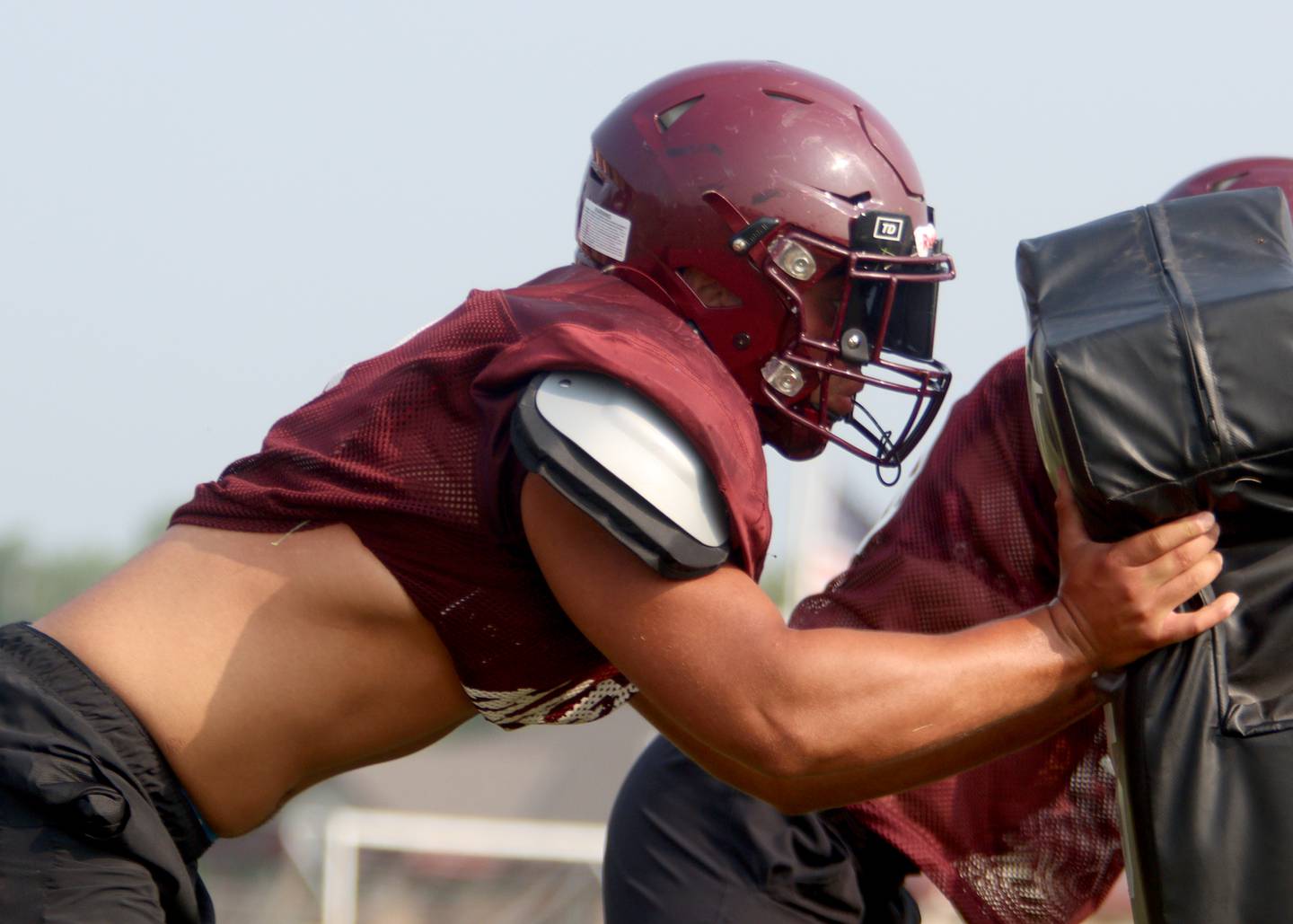 Isaac Anthony runs through a drill during Marengo High School football practice Tuesday morning.