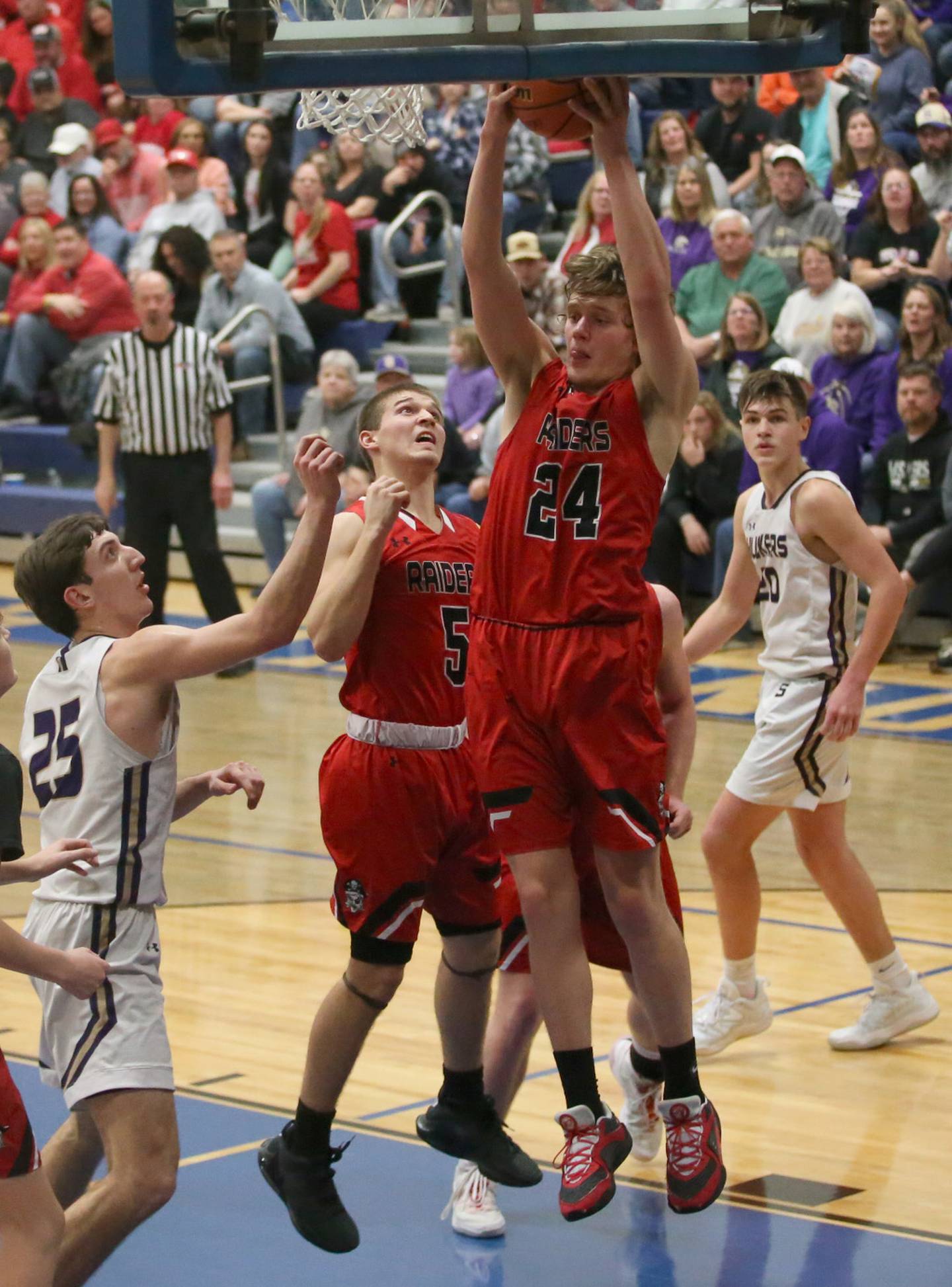 Earlville's Ryan Browder grabs a rebound against Serena during the Little Ten Conference Championship on Friday, Feb. 2, 2024 at Somonauk High School.