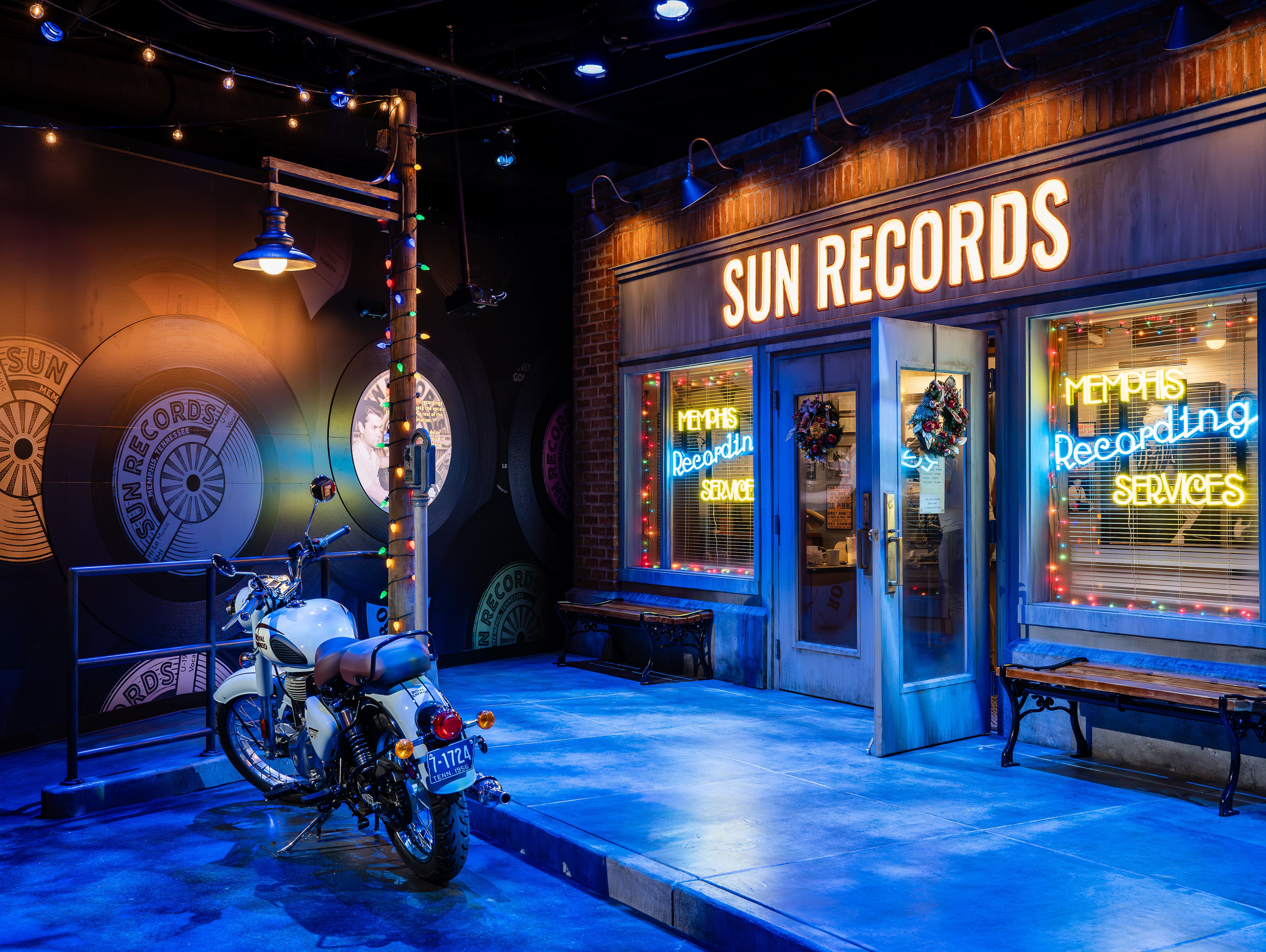 Paramount Theatre's new Stolp Island Theatre’s lobby has been transformed to a streetscape of Memphis in the 1950s for its inaugural production of "Million Dollar Quartet."