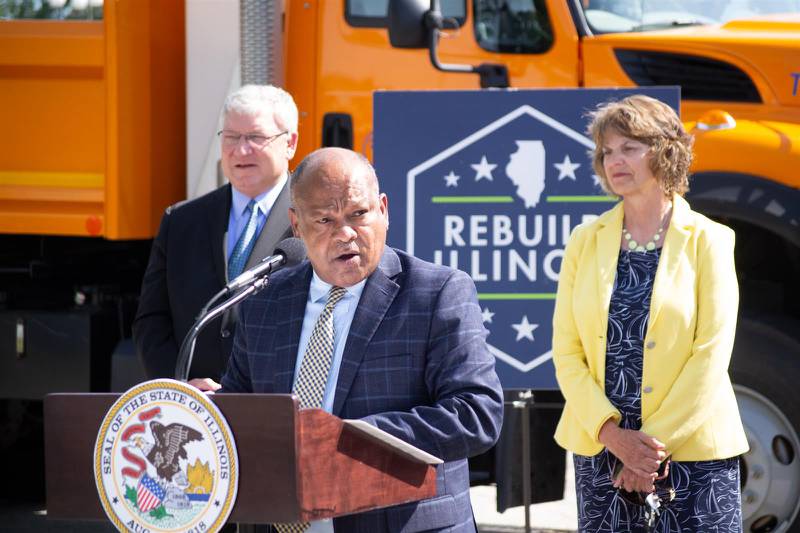 Illinois Department of Transportation Secretary Omer Osman is pictured at a news conference in Springfield Friday, July 7, 2023. He unveiled the state's latest six-year plan for infrastructure improvements.