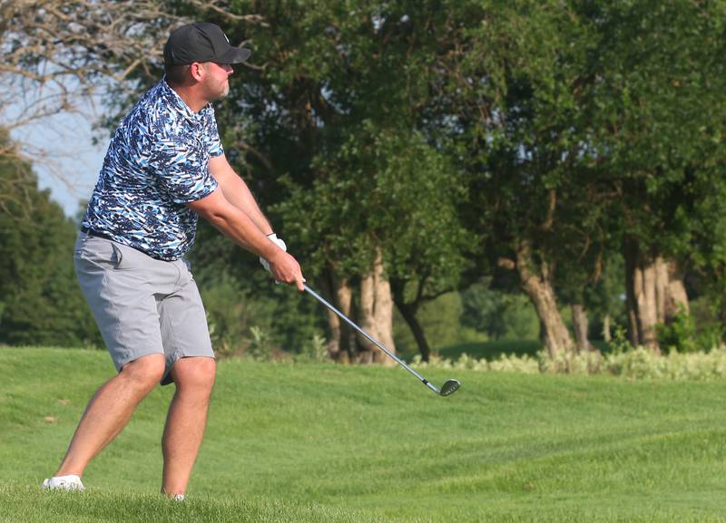 Doug Pinter golfs on the 17th hole during the Illinois Valley Mens Golf Championship on Sunday, July 28. 2024 at Mendota Golf Club.