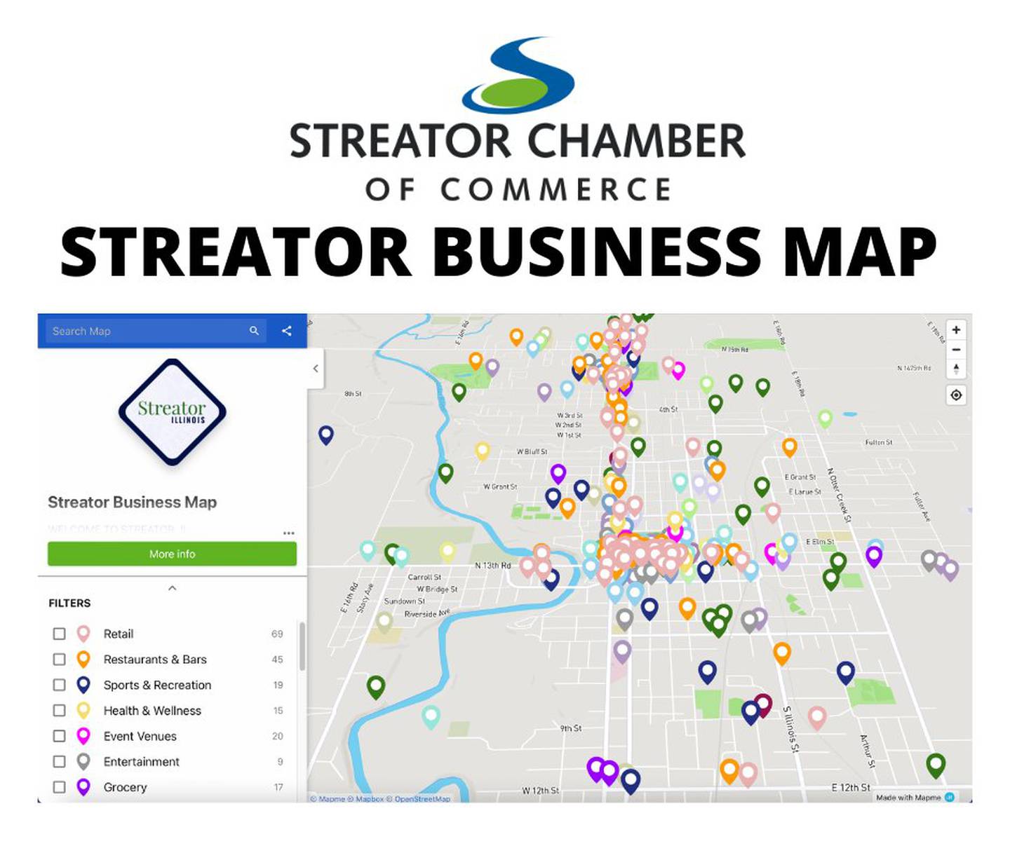 The Streator Business Map was one of the first major projects of Executive Courtney Levy since she succeeded Jack Dzuris in February. The map allows visitors and residents alike to locate businesses, get directions and other information digitally.