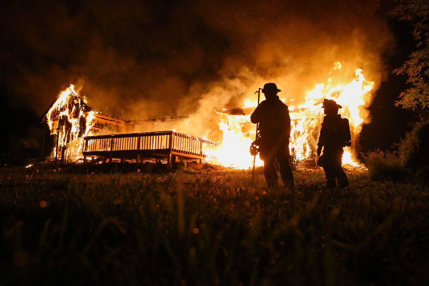 An unoccupied home near McHenry is completely destroyed from a fire in the early morning hours of Tuesday, the Nunda Rural Fire Protection District reports.