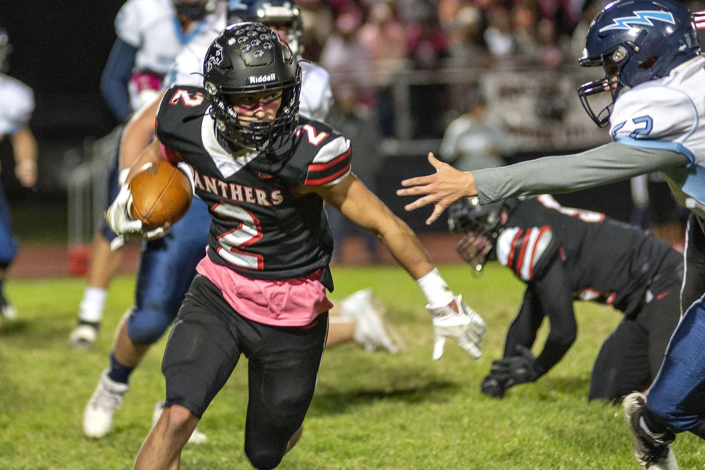 Erie-Prophetstown’s Tyler Ballard looks for running room against Bureau Valley Friday, Oct.7, 2022.