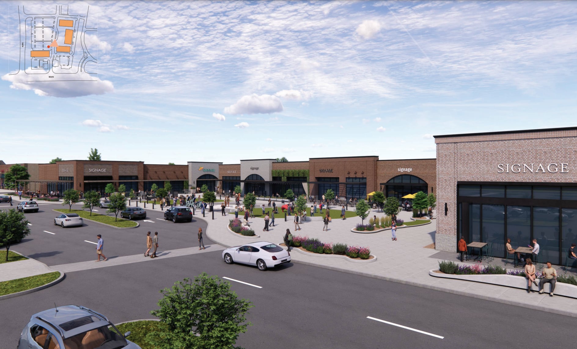 Rendering of Fox Haven Square, a proposed restaurant, retail and entertainment development near Charlestowne Mall on the east side of St. Charles.