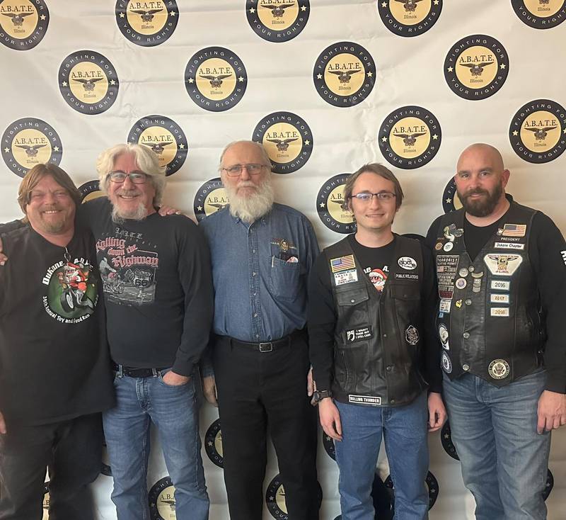 DuKane ABATE, a motorcyclist rights organization covering Kane and DuPage counties, attended the ABATE of Illinois state seminar Jan. 19 and 20, 2024 in Springfield. Pictured (L to R): Chris Newman, Mark Garrison, John Bloch, Nathan Klapatch, Chris Hansen