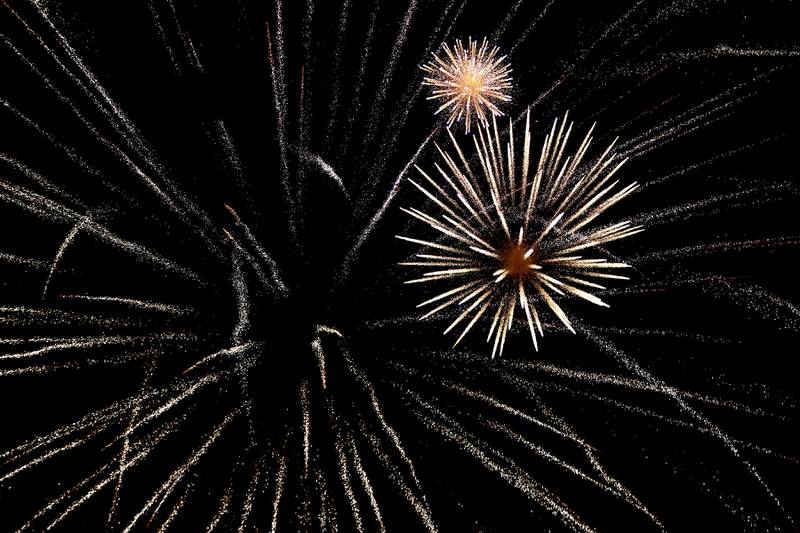 Fireworks dazzle the sky above Crystal Lake on Sunday, July 2, 2023, at Crystal Lake’s Main Beach during Crystal Lake Annual Independence Day Celebration.