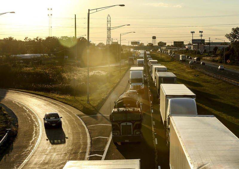 Traffic backed up on Oct. 9 on I-80 when lanes were closed after a hole developed in a bridge over Rowell Avenue in Joliet.